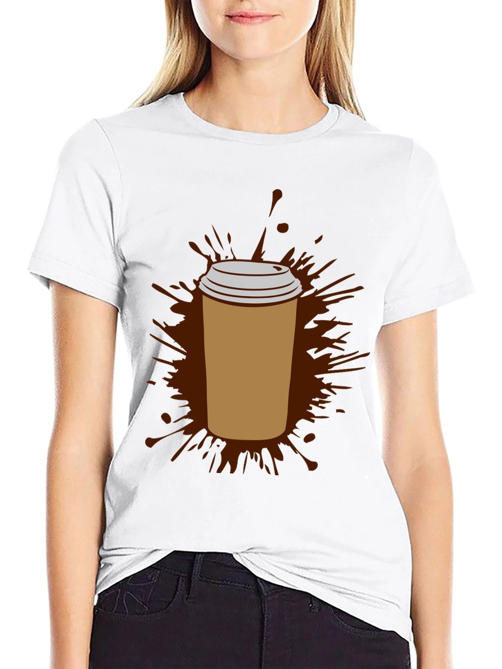 Coffee Splash Graphic Tee - Black Cotton Comfort