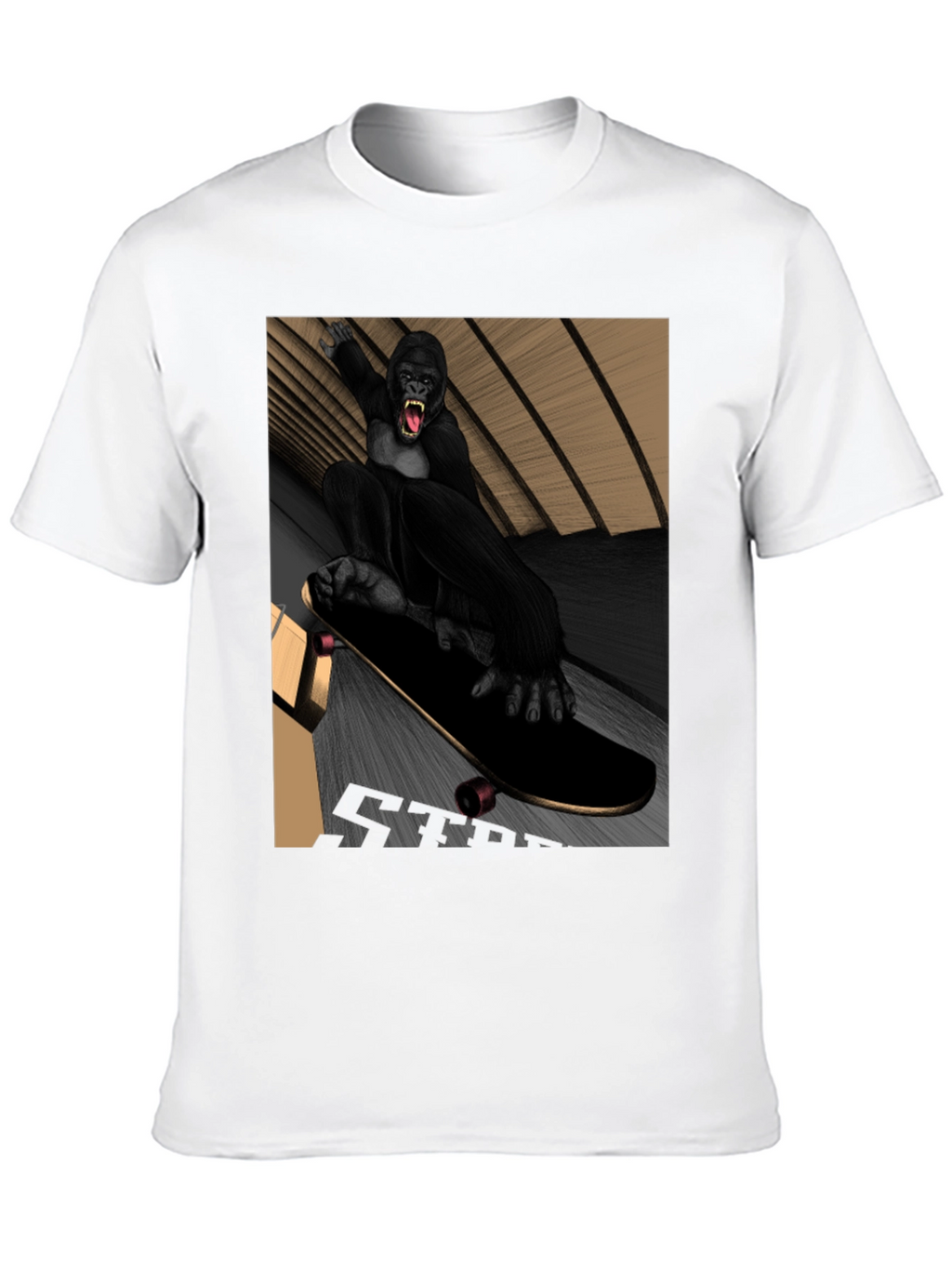 Skateboarding Gorilla Graphic Tee - Black T-Shirt
