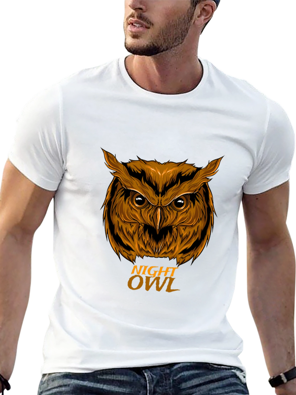 Night Owl Graphic Print Mens Black T-Shirt