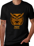 Night Owl Graphic Print Mens Black T-Shirt