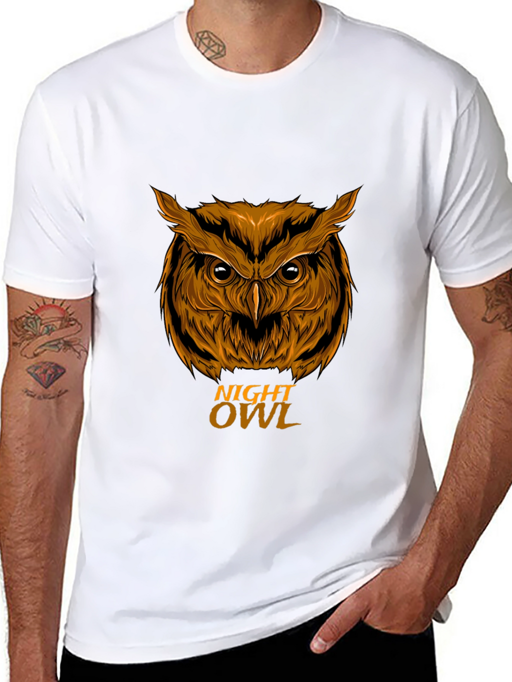 Night Owl Graphic Print Mens Black T-Shirt