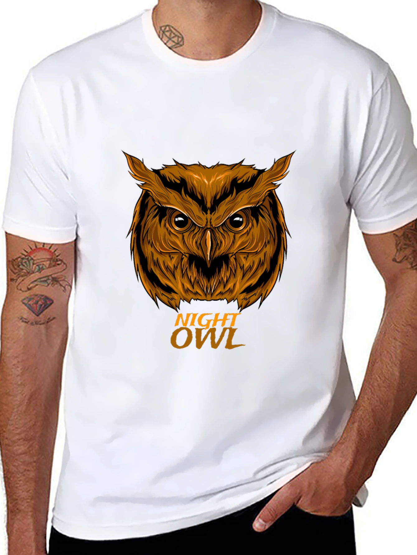 Night Owl Graphic Print Mens Black T-Shirt