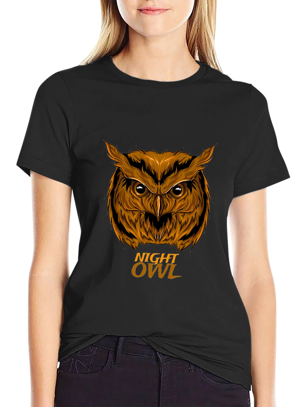 Night Owl Graphic Print Mens Black T-Shirt