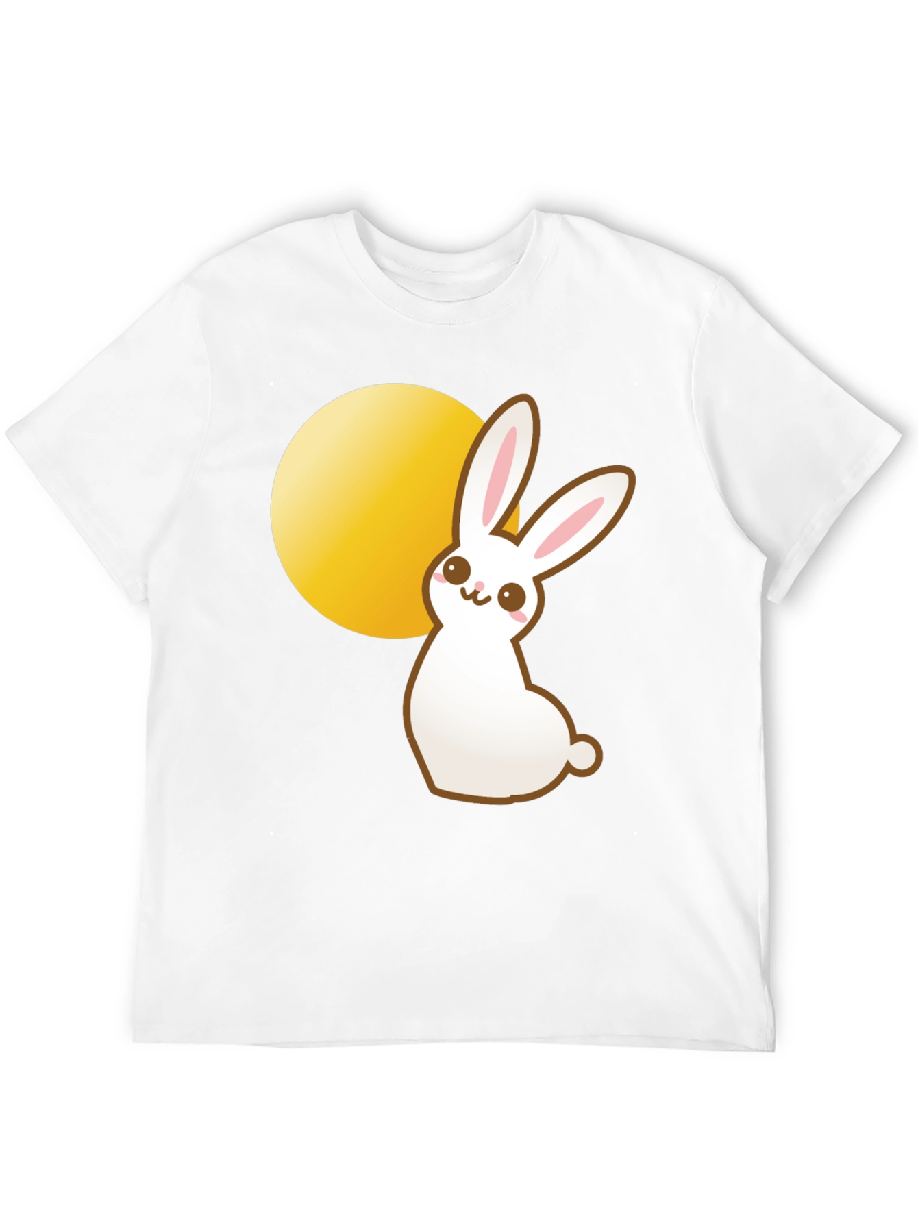 Cute Bunny & Moon Graphic T-Shirt - Black