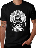 Abstract Tribal Print Black T-Shirt