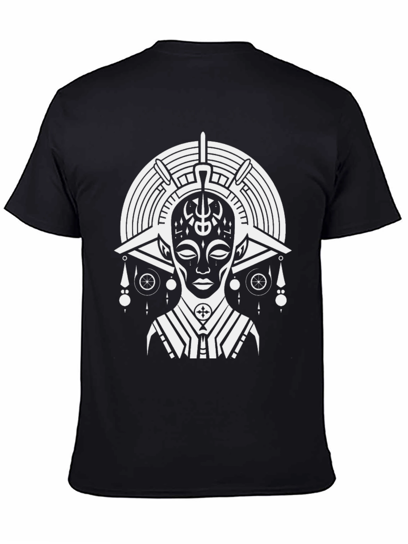 Abstract Tribal Print Black T-Shirt