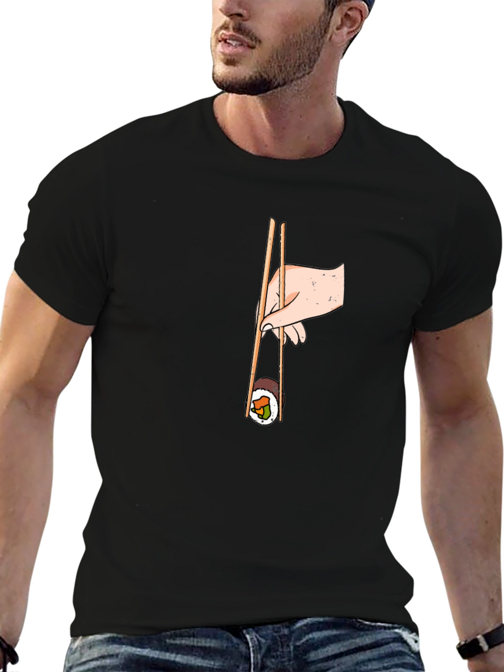 Sushi Lover T-Shirt - Chopsticks and Roll Graphic Tee
