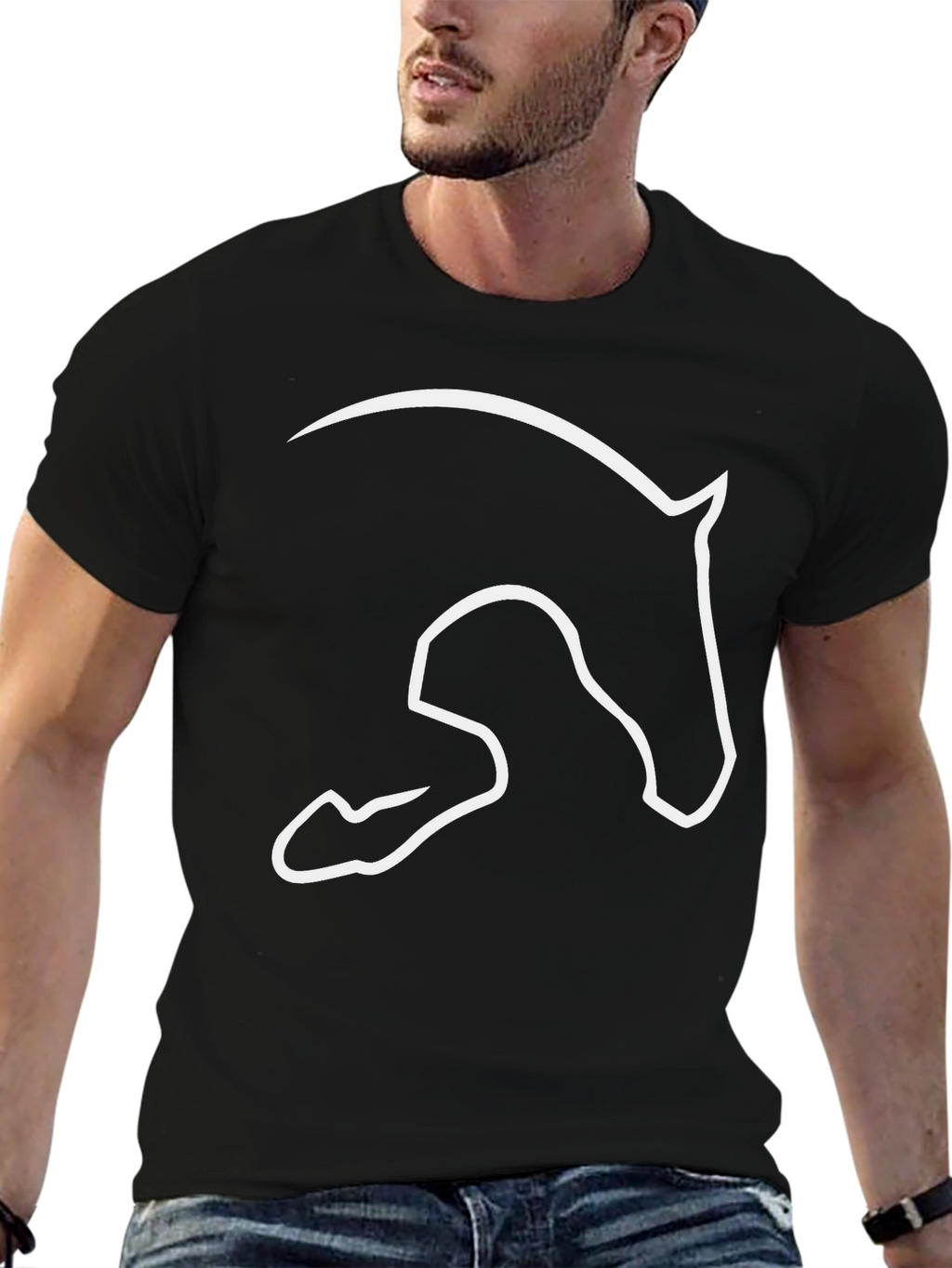 Horse Silhouette Graphic Tee - Black Cotton Shirt