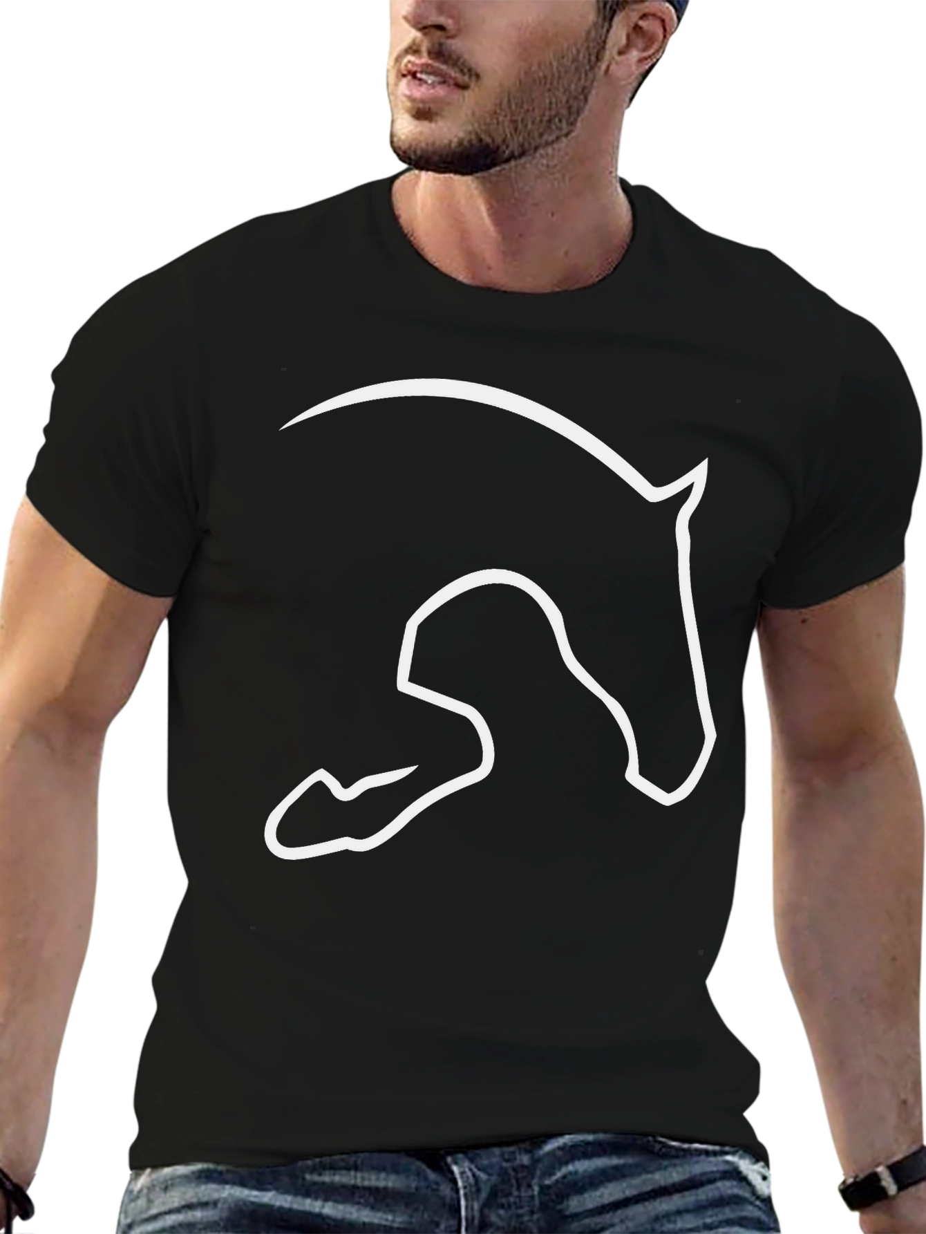Horse Silhouette Graphic Tee - Black Cotton Shirt