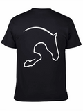 Horse Silhouette Graphic Tee - Black Cotton Shirt