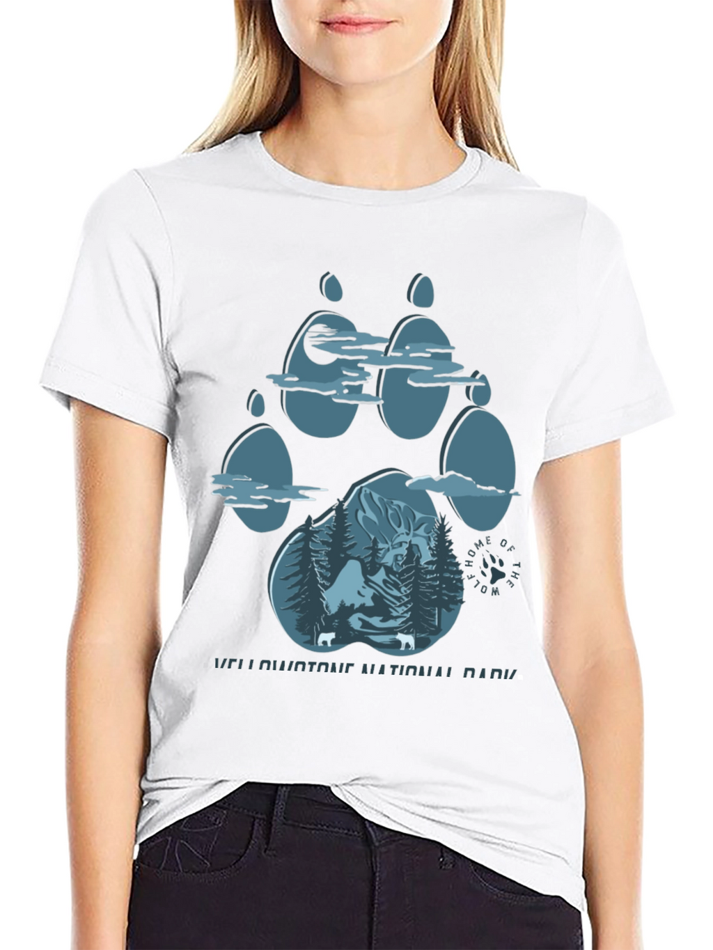 Yellowstone Wolf Paw Print T-Shirt