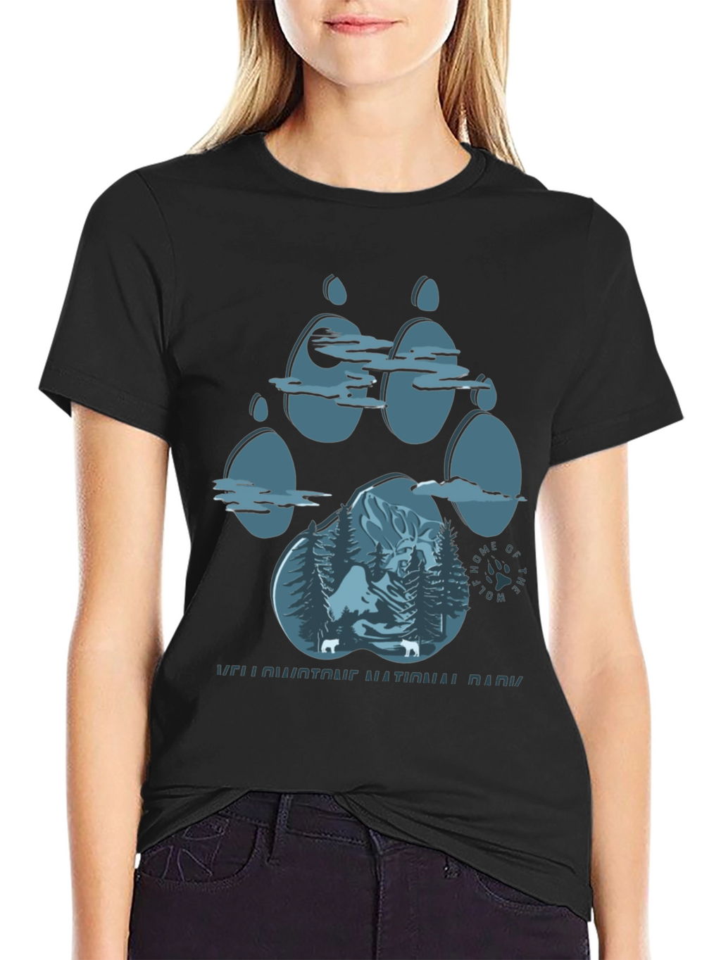 Yellowstone Wolf Paw Print T-Shirt