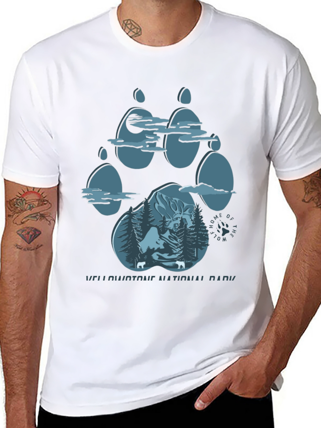 Yellowstone Wolf Paw Print T-Shirt