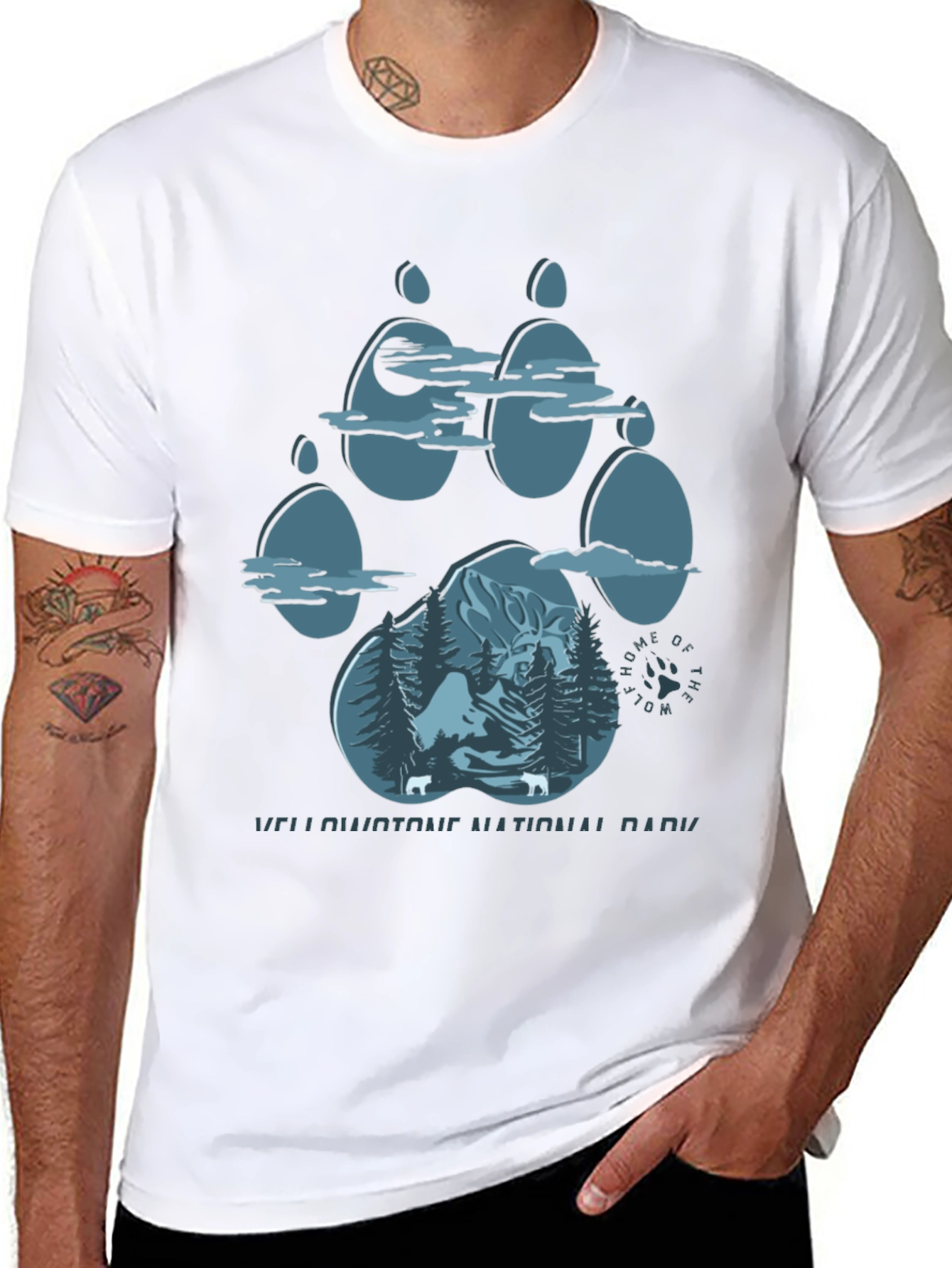 Yellowstone Wolf Paw Print T-Shirt