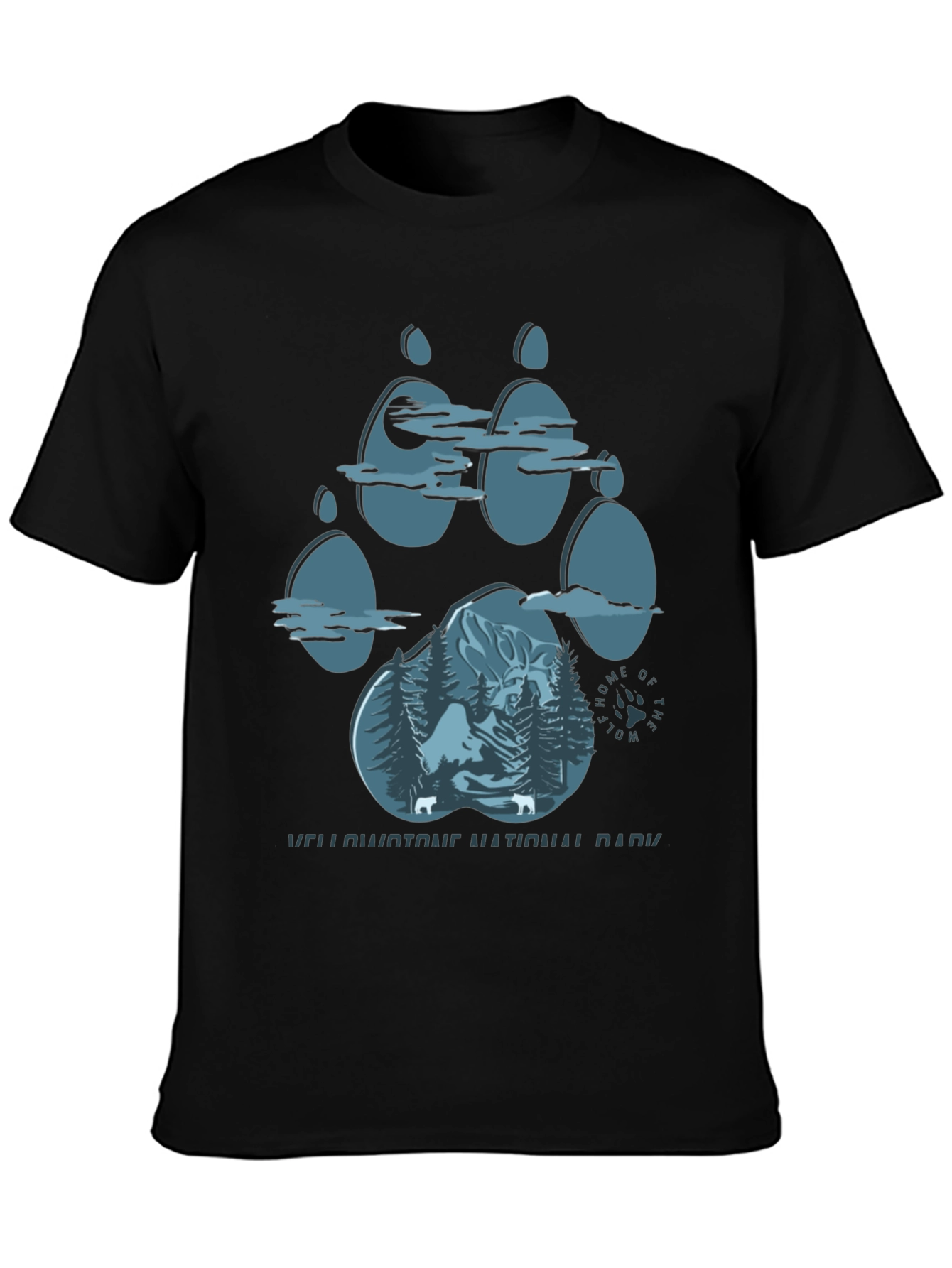Yellowstone Wolf Paw Print T-Shirt