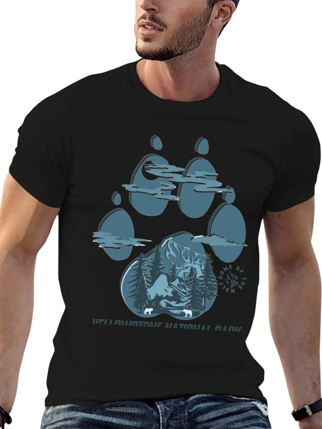 Yellowstone Wolf Paw Print T-Shirt