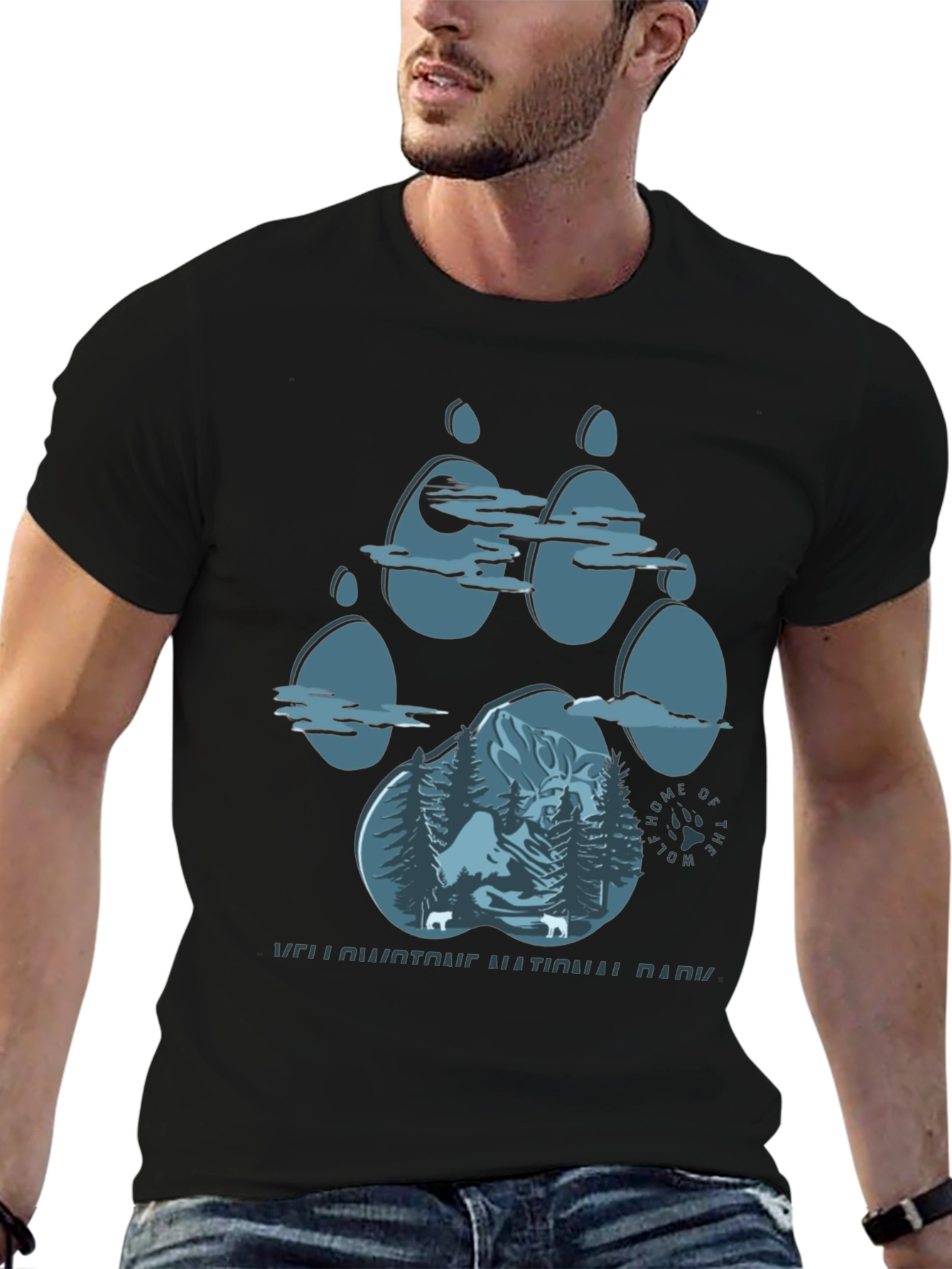 Yellowstone Wolf Paw Print T-Shirt