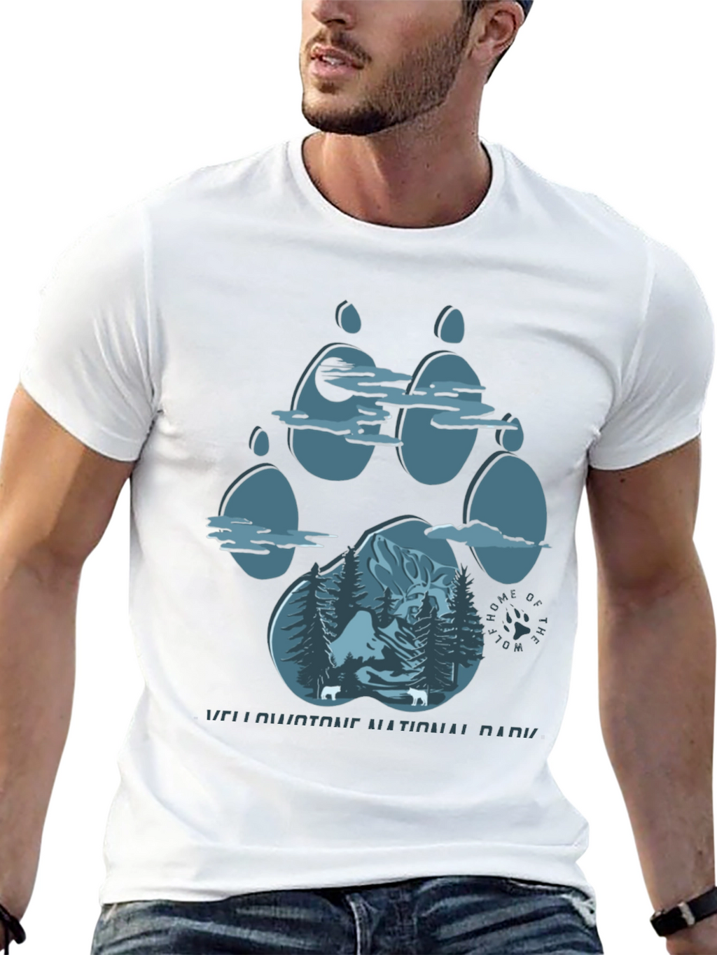Yellowstone Wolf Paw Print T-Shirt