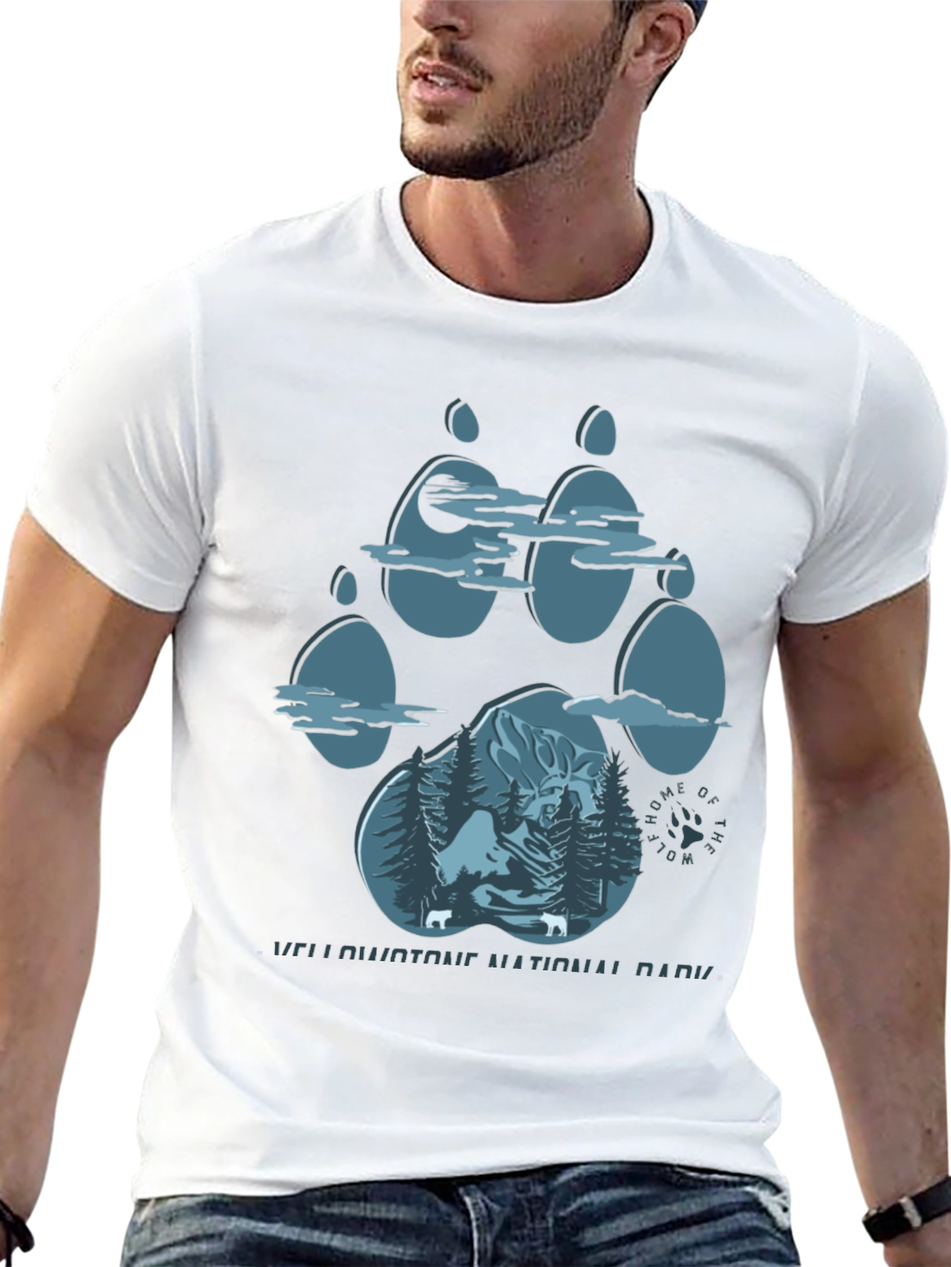 Yellowstone Wolf Paw Print T-Shirt