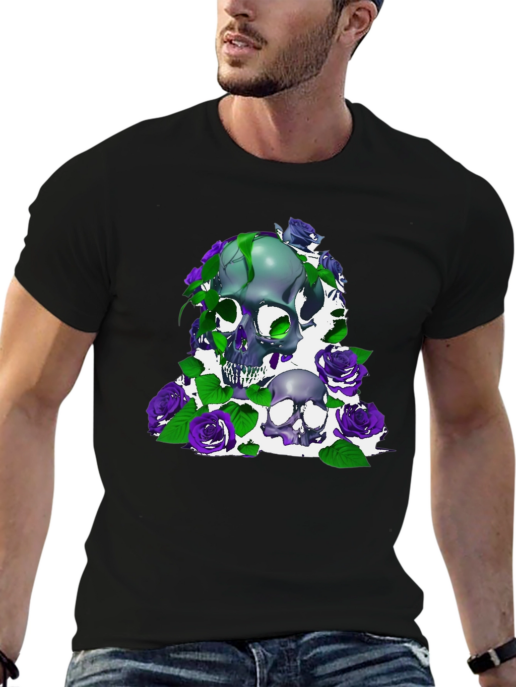 Skull & Roses Graphic Tee - Dark Style