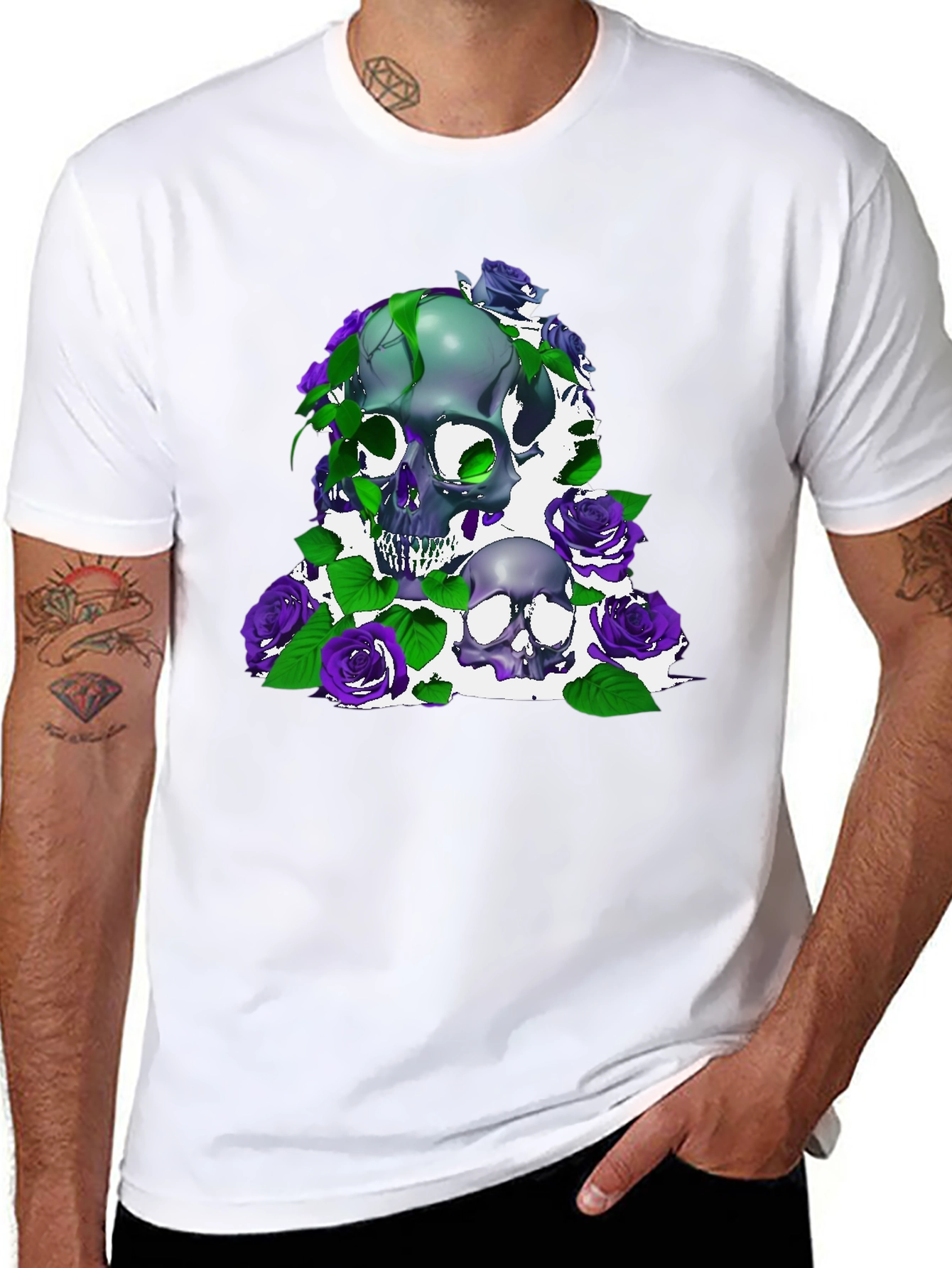 Skull & Roses Graphic Tee - Dark Style
