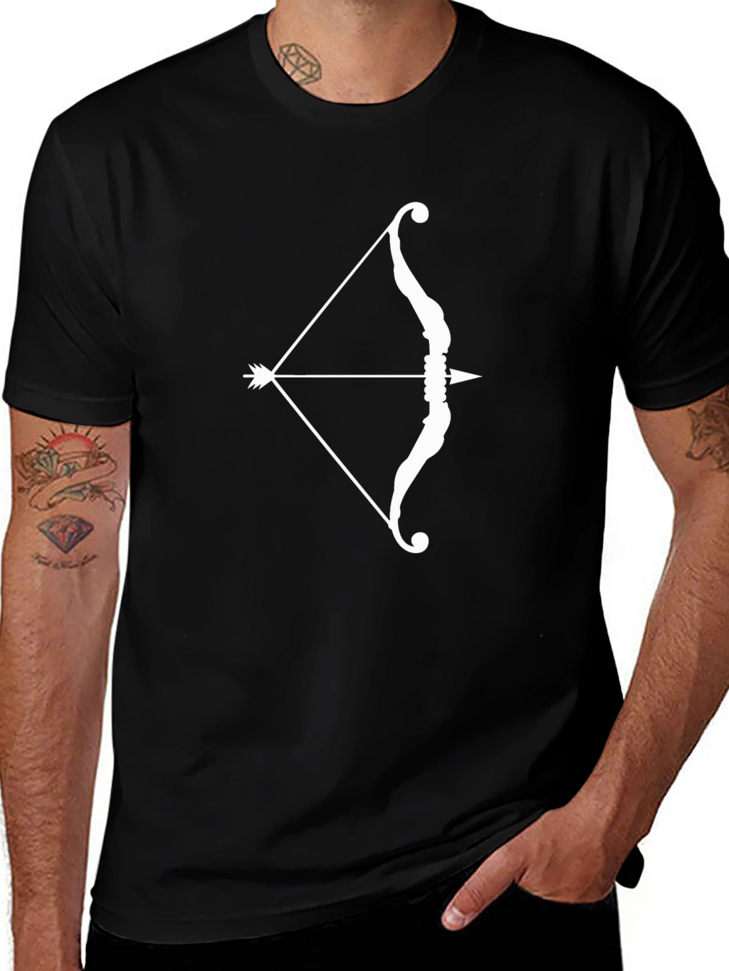 Bow and Arrow Graphic Tee - Black Cotton T-Shirt