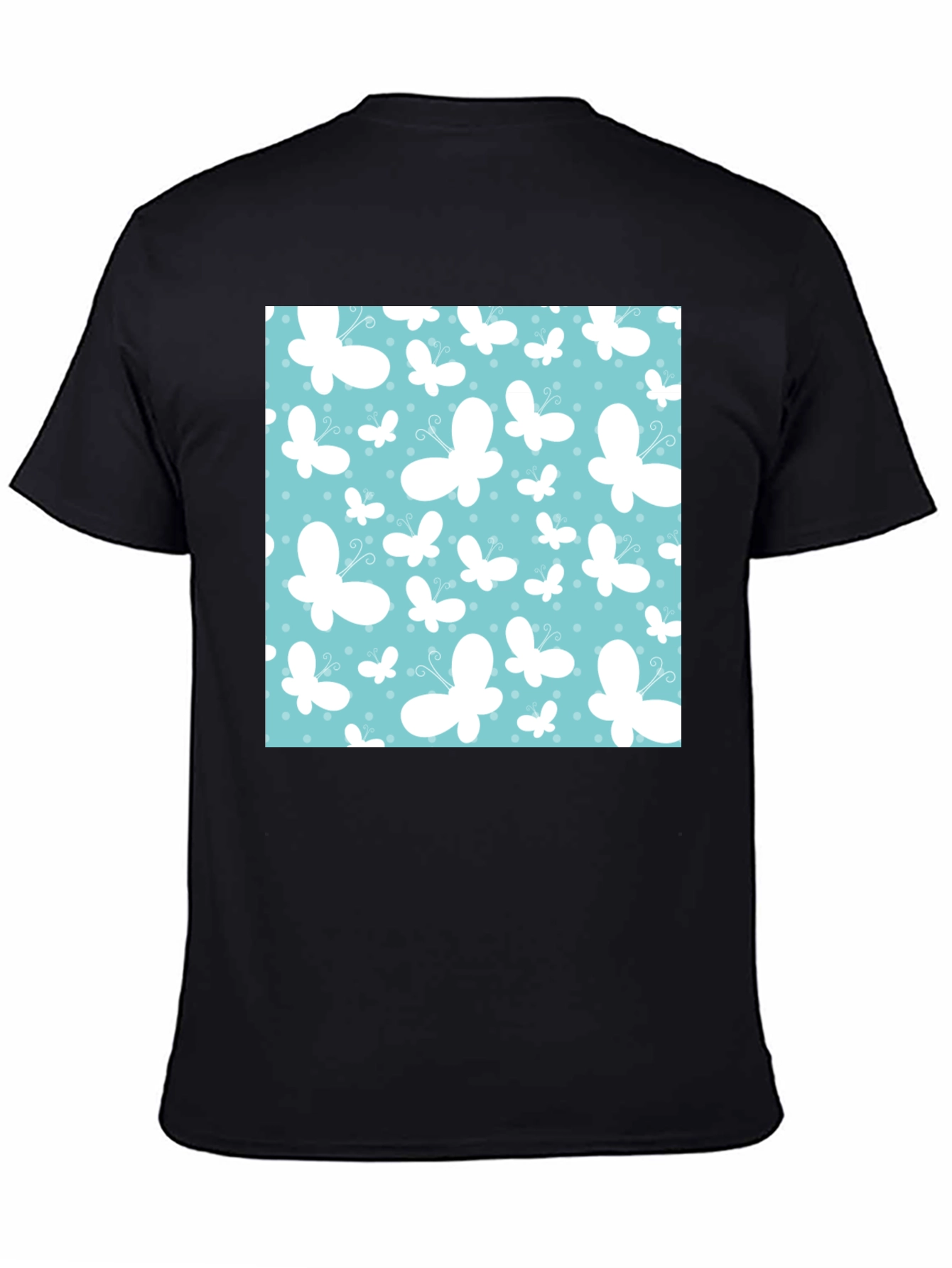 Butterfly Pattern Mens Black T-Shirt