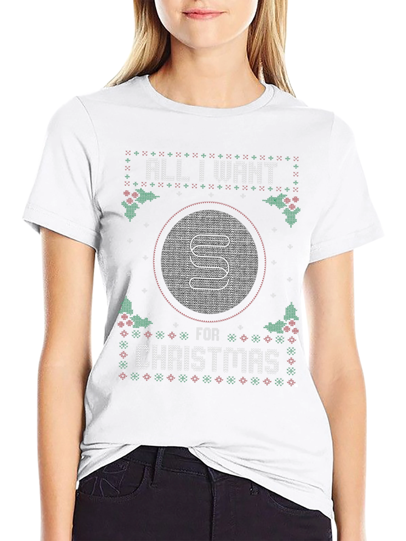 Ugly Christmas Sweater Style T-Shirt - All I Want