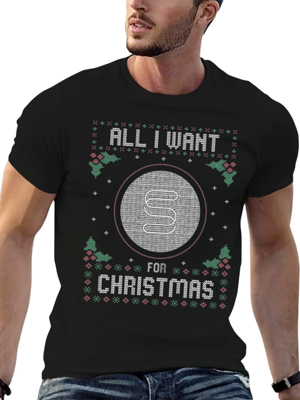 Ugly Christmas Sweater Style T-Shirt - All I Want