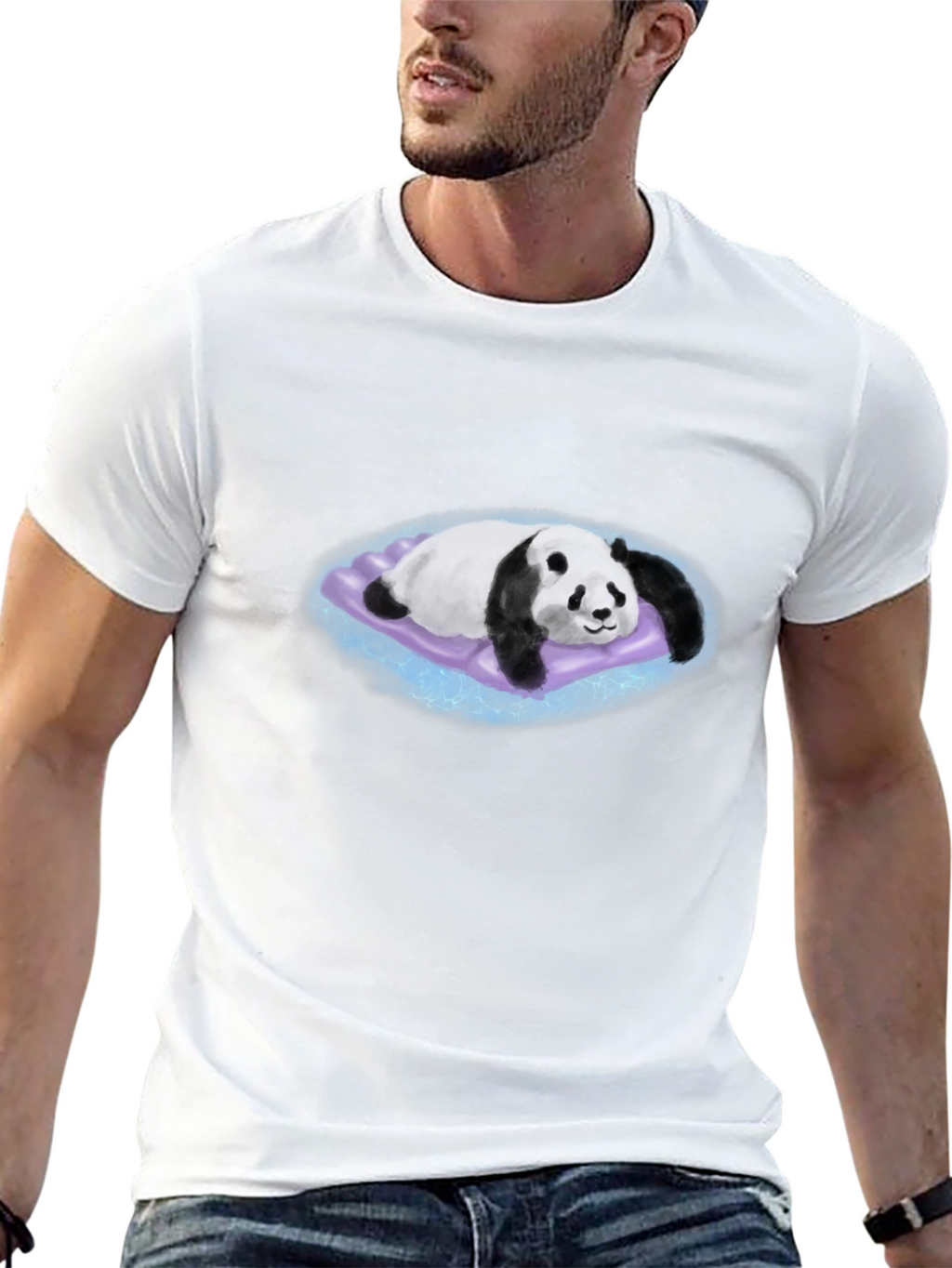 Panda on Purple Pillow Graphic T-Shirt