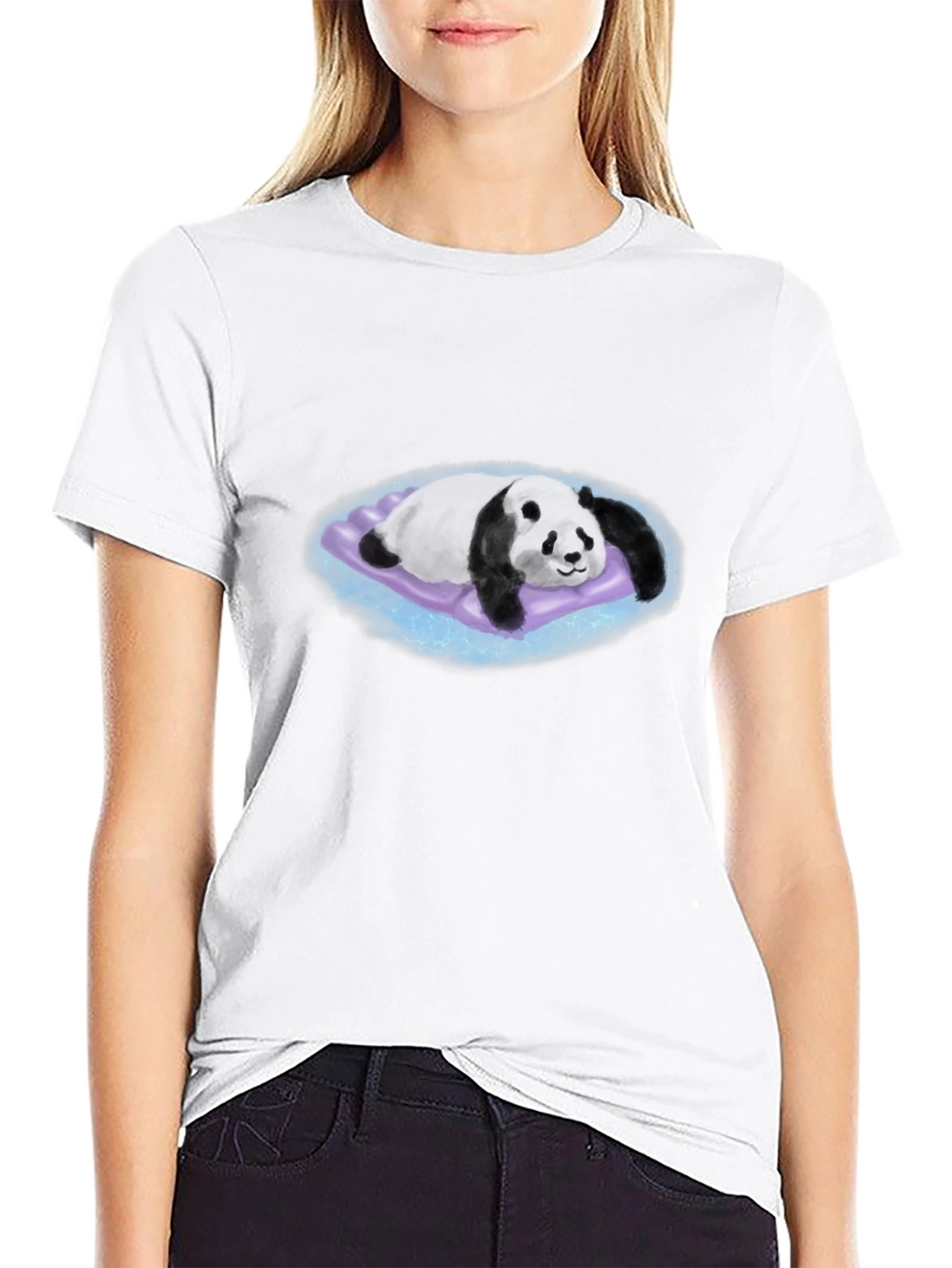 Panda on Purple Pillow Graphic T-Shirt