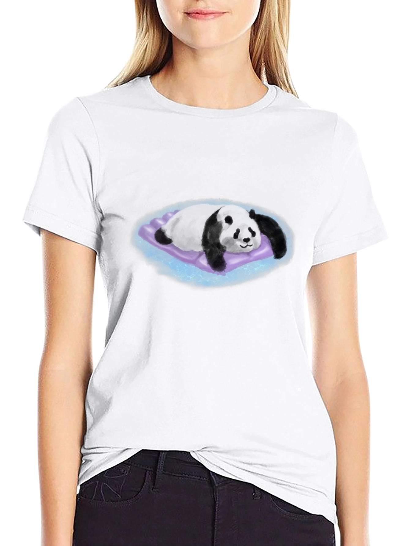 Panda on Purple Pillow Graphic T-Shirt