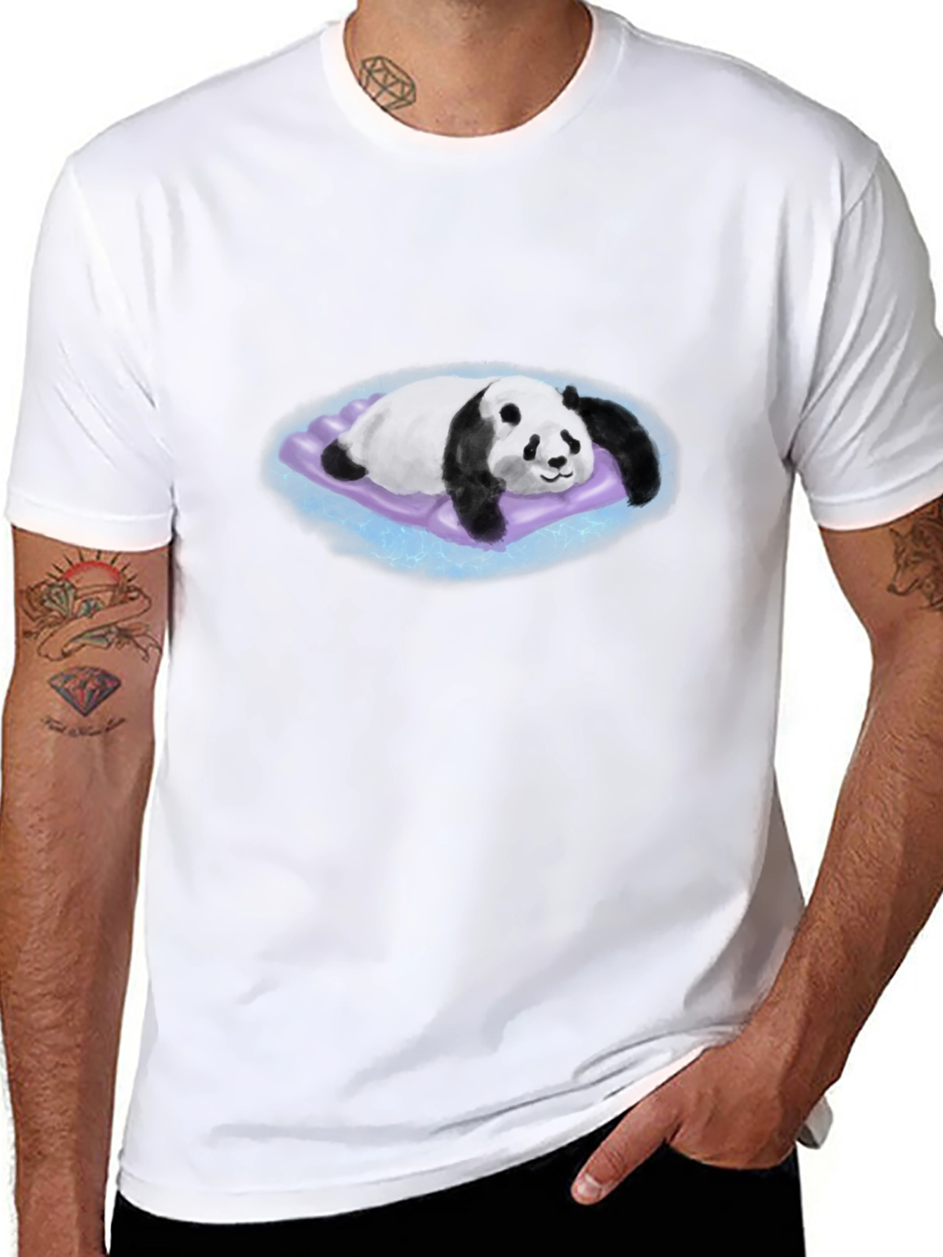 Panda on Purple Pillow Graphic T-Shirt