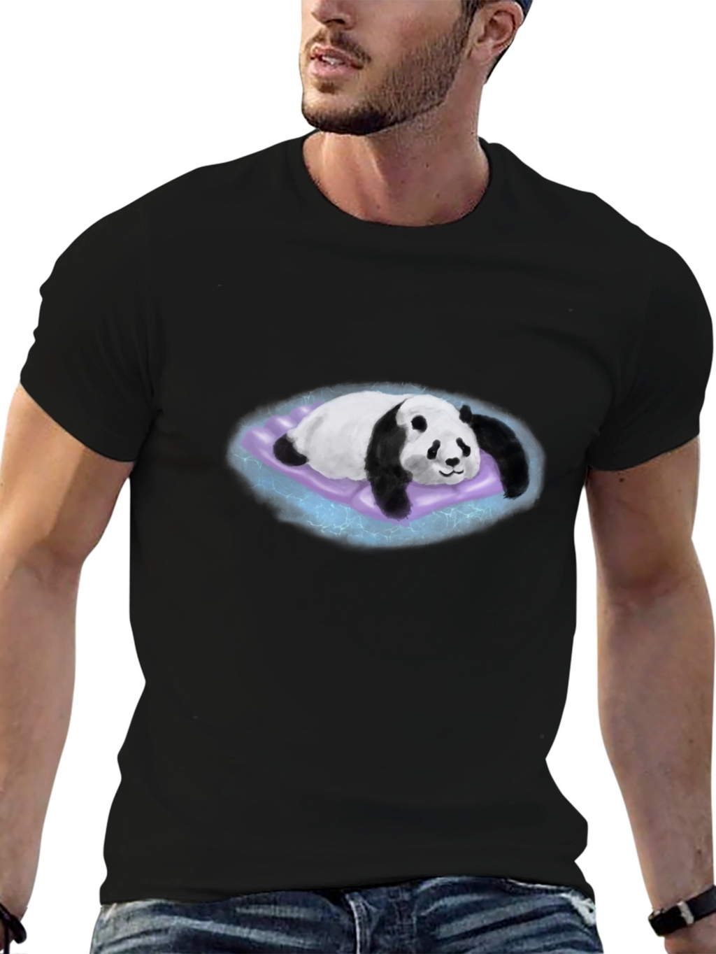 Panda on Purple Pillow Graphic T-Shirt