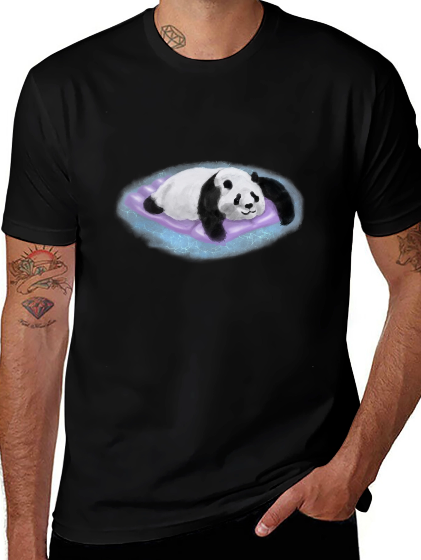 Panda on Purple Pillow Graphic T-Shirt