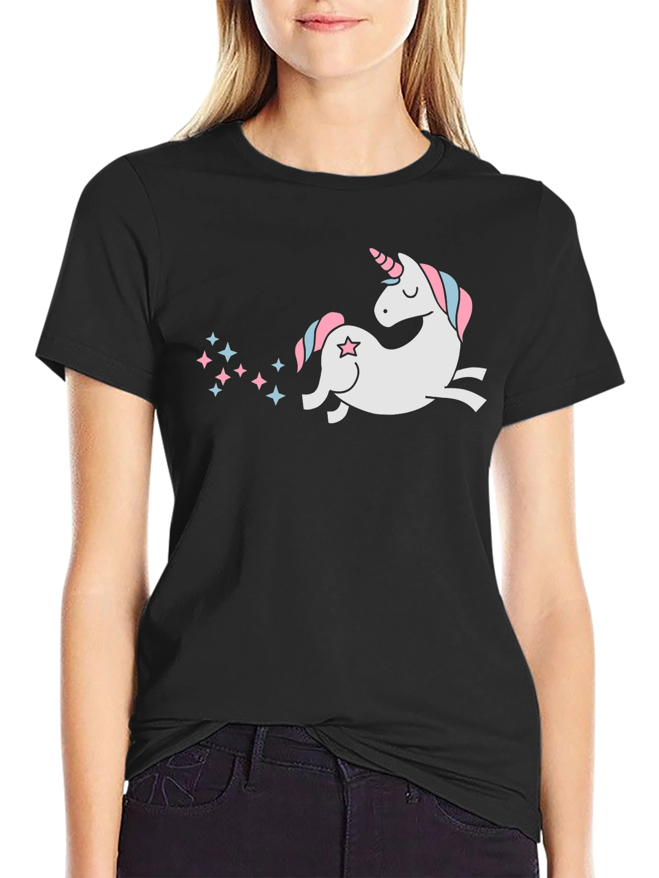 Unicorn Graphic Tee - Black Cotton Comfort