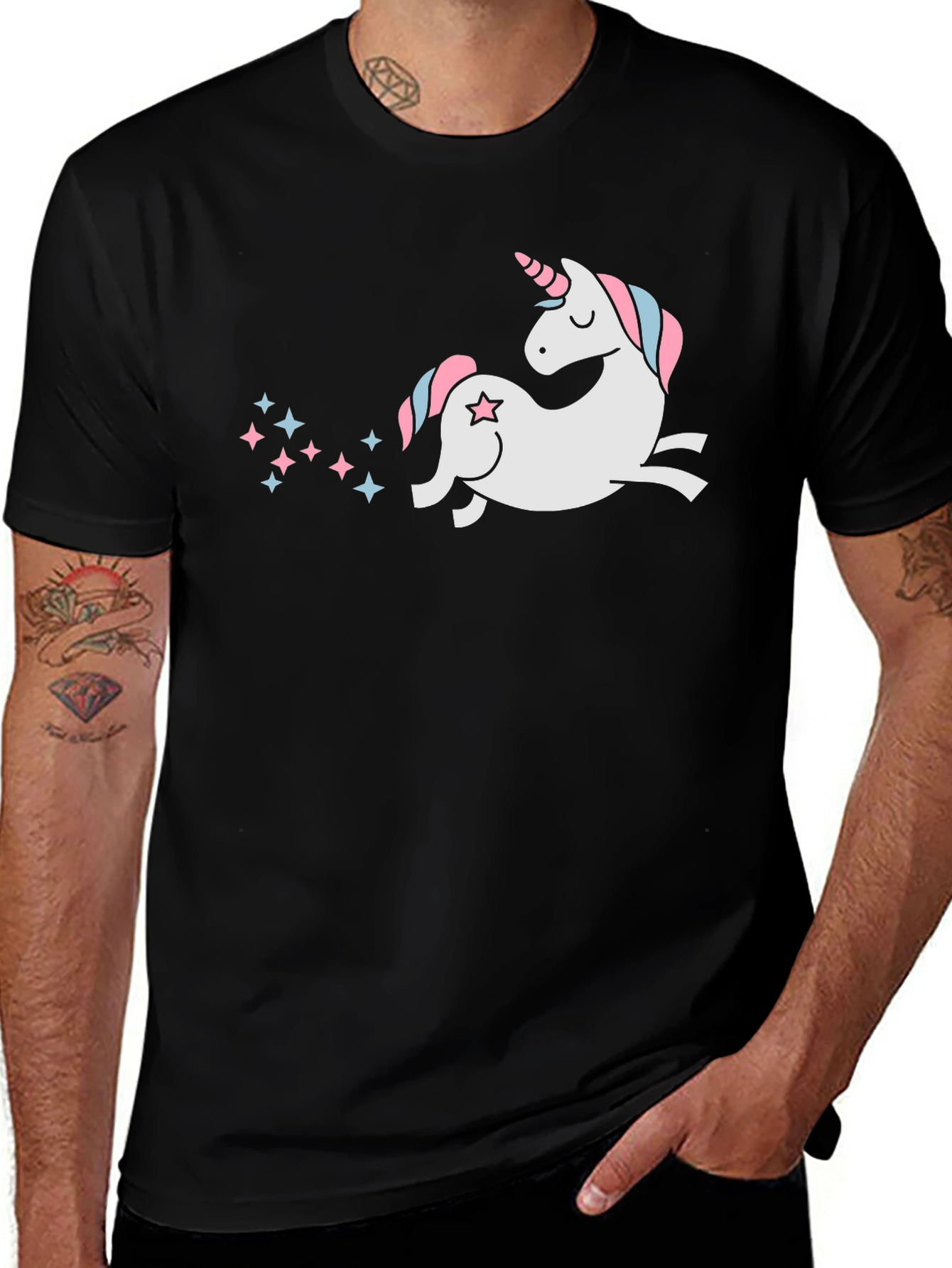 Unicorn Graphic Tee - Black Cotton Comfort