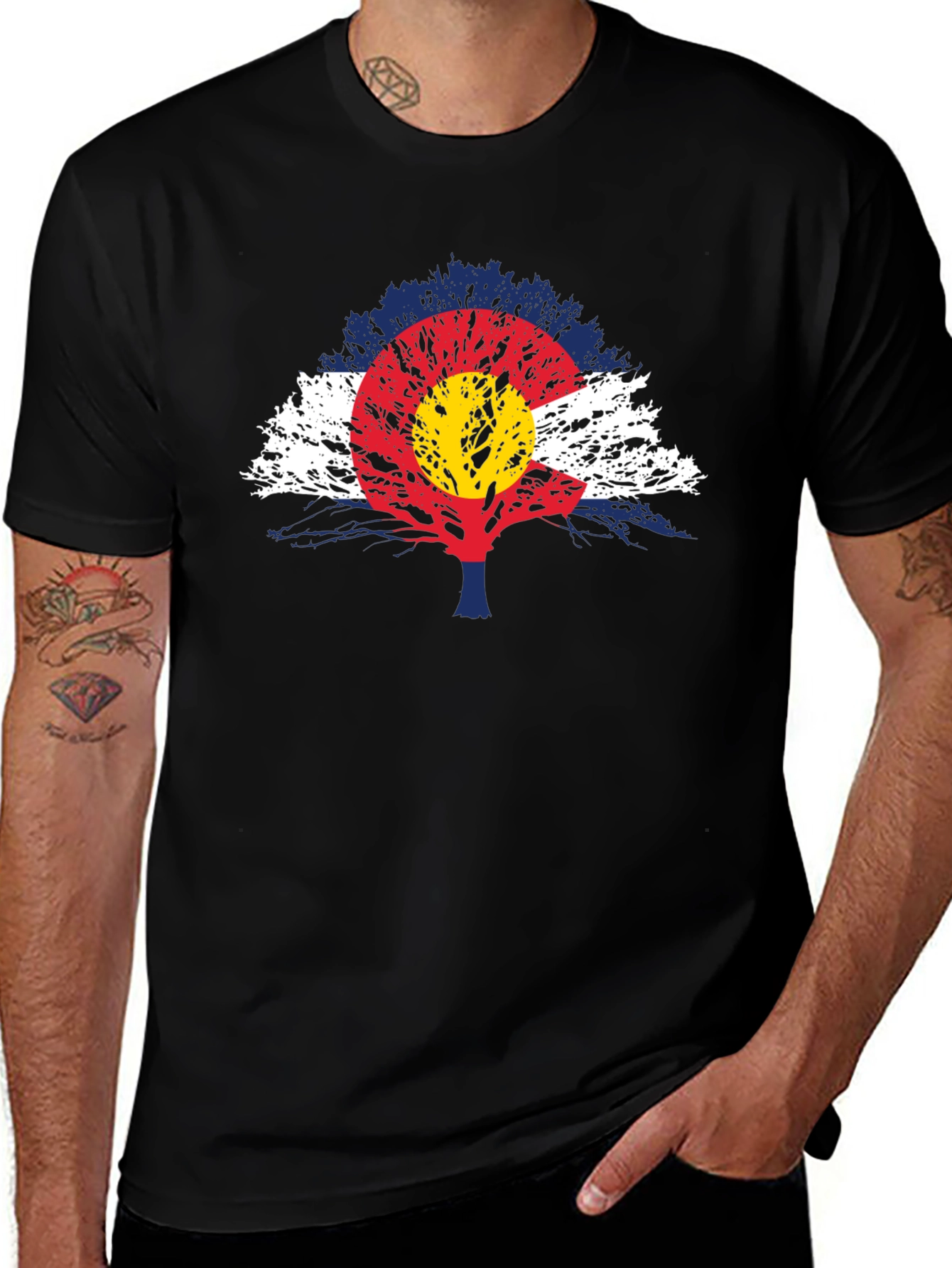 Colorado Flag Tree Mens T-Shirt