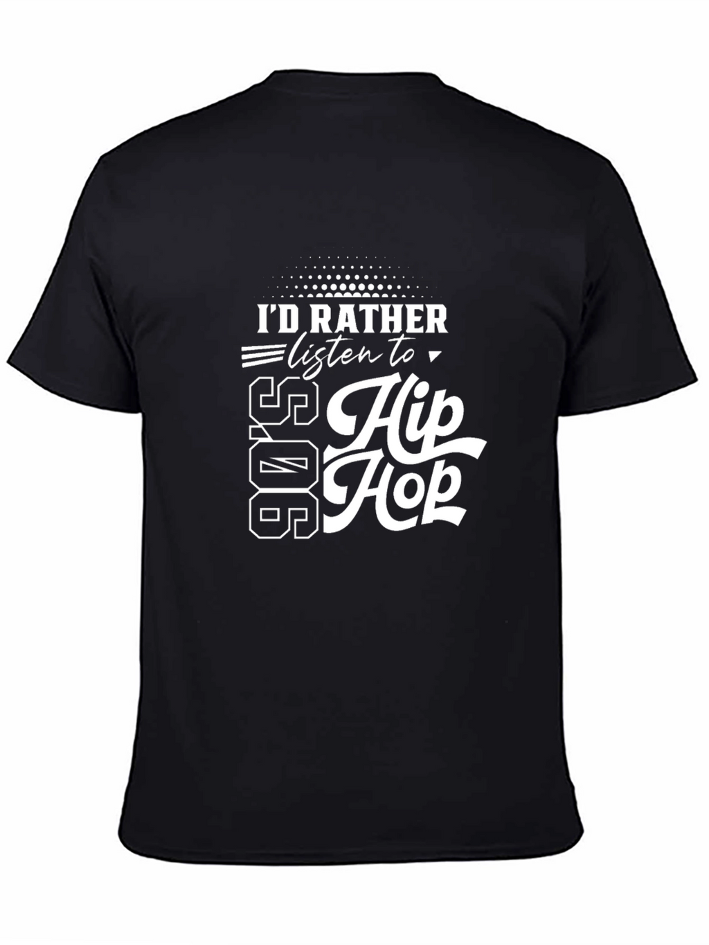 90s Hip Hop Graphic Tee - Black Cotton T-Shirt