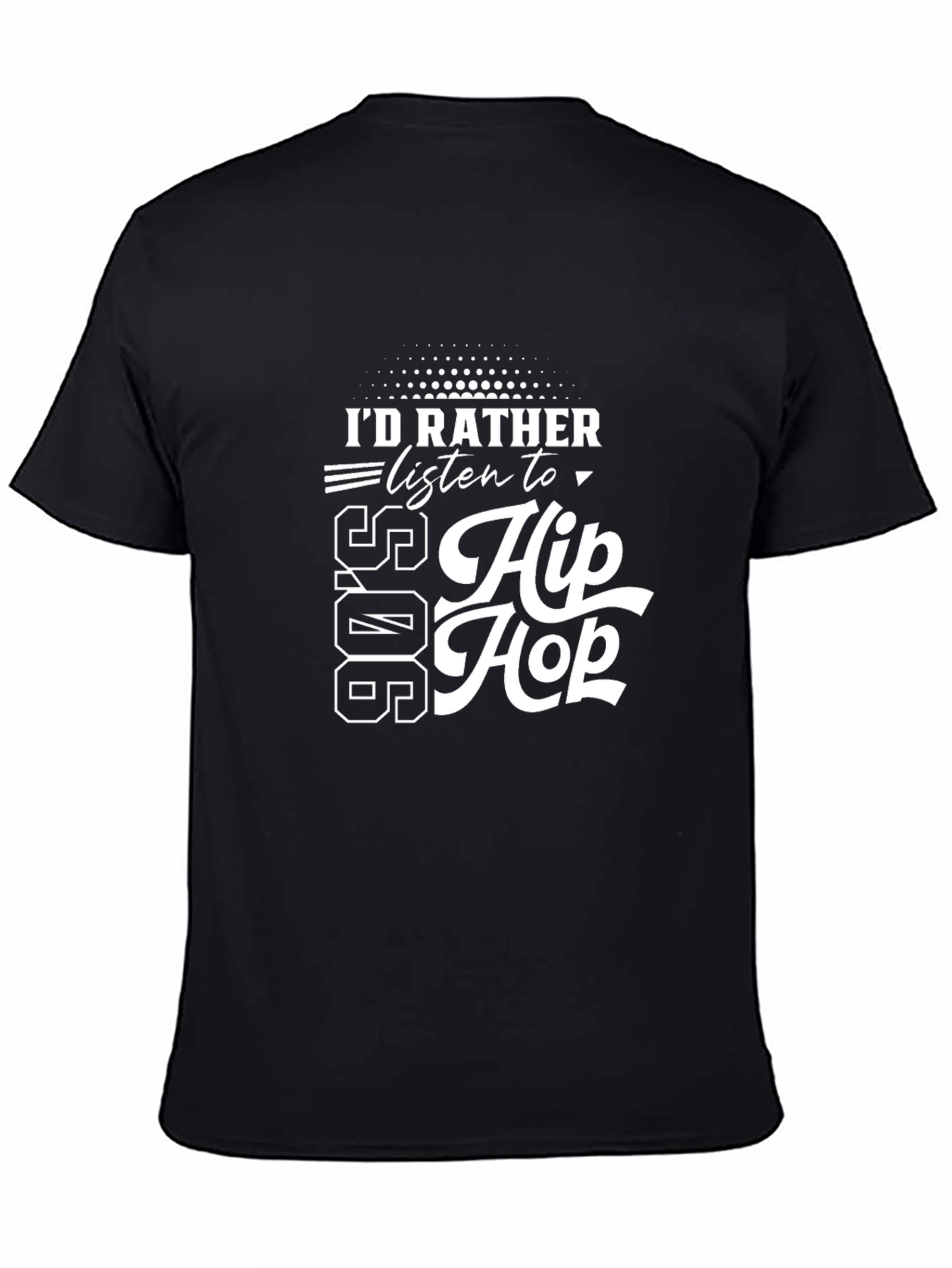 90s Hip Hop Graphic Tee - Black Cotton T-Shirt