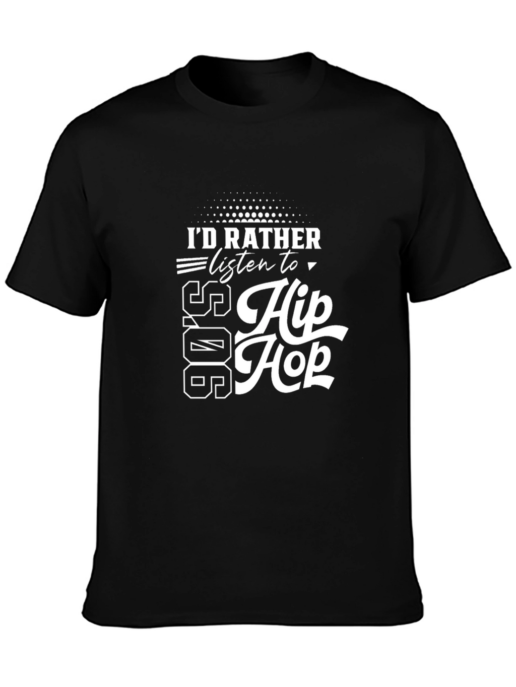 90s Hip Hop Graphic Tee - Black Cotton T-Shirt