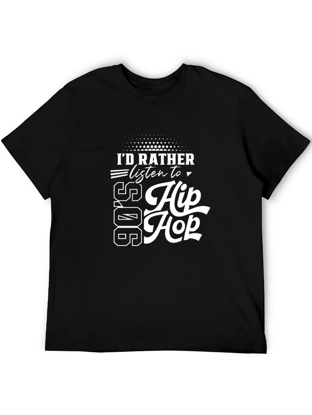 90s Hip Hop Graphic Tee - Black Cotton T-Shirt