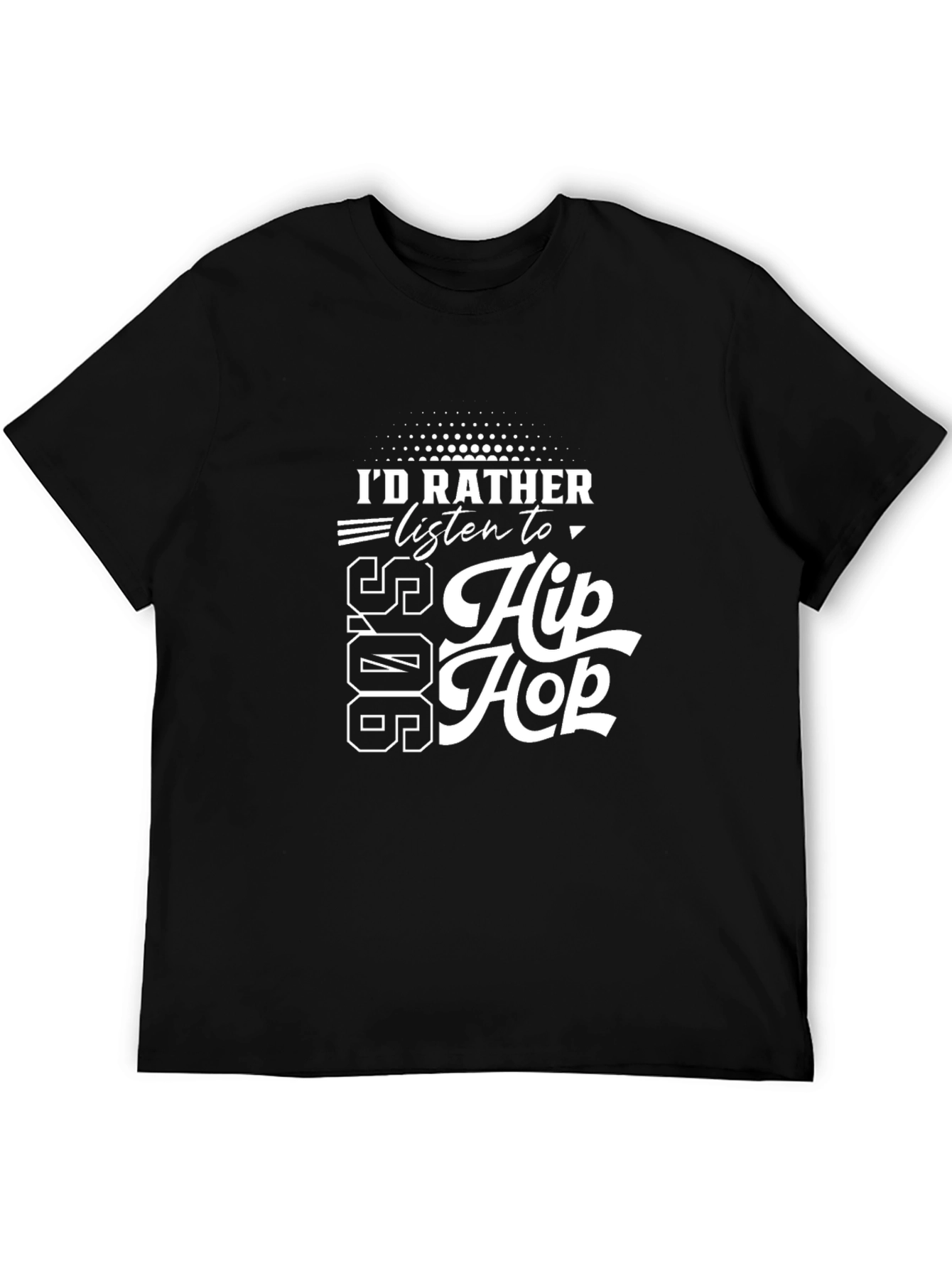 90s Hip Hop Graphic Tee - Black Cotton T-Shirt