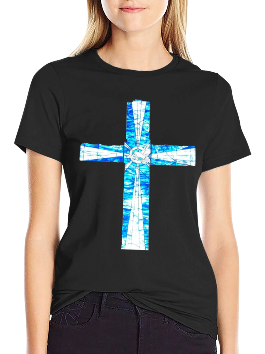 Stained Glass Cross Graphic T-Shirt