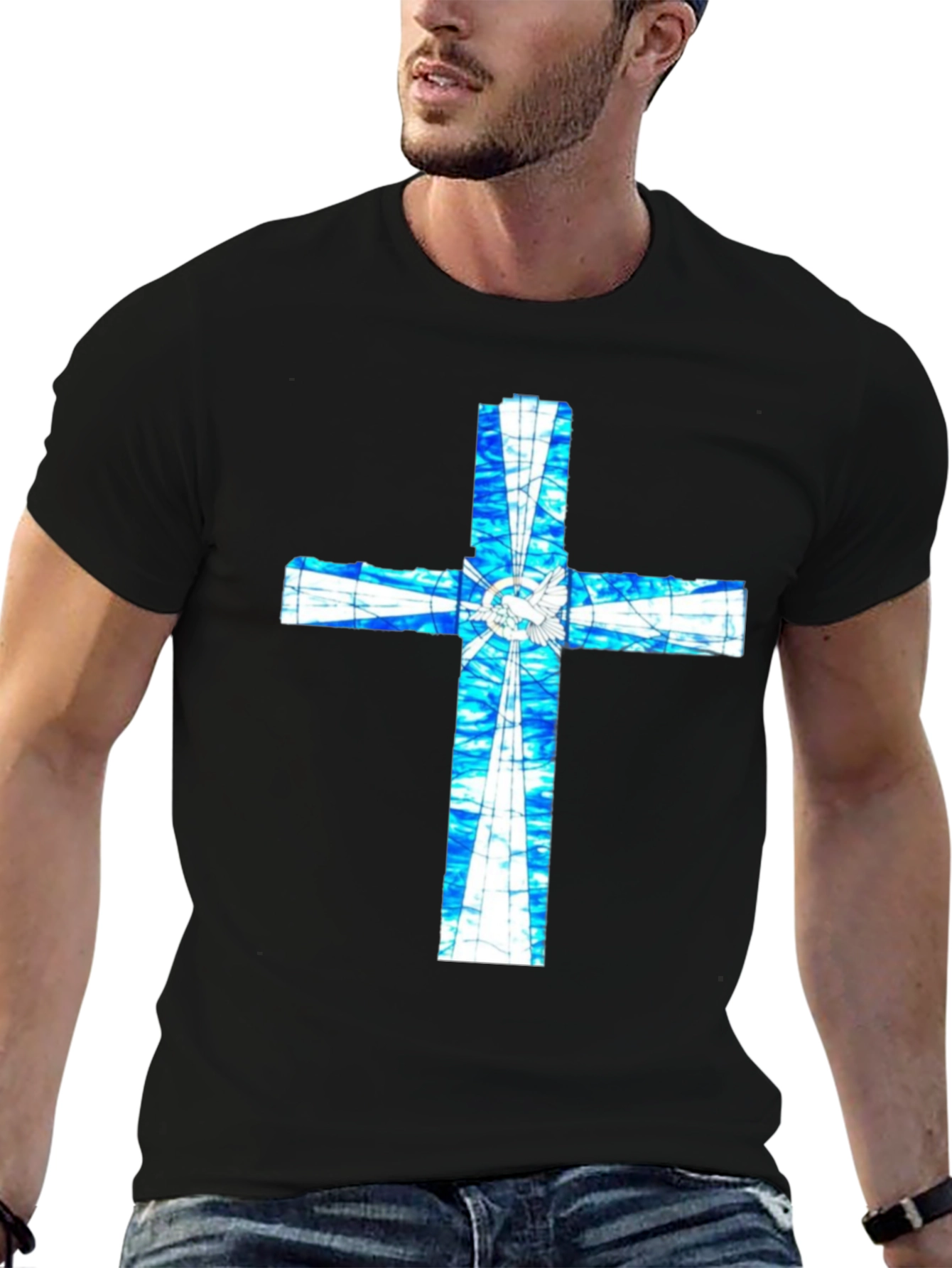 Stained Glass Cross Graphic T-Shirt