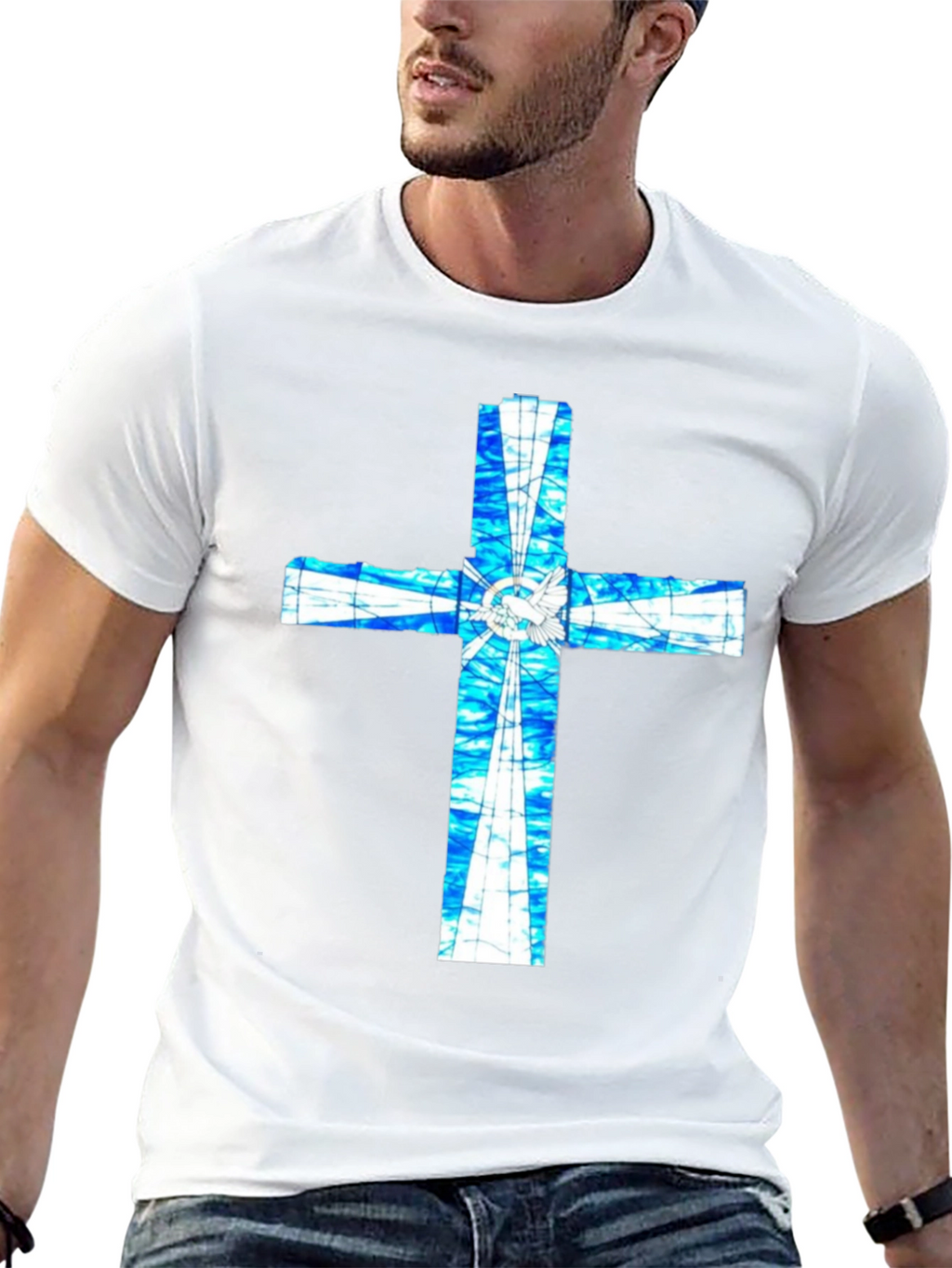 Stained Glass Cross Graphic T-Shirt