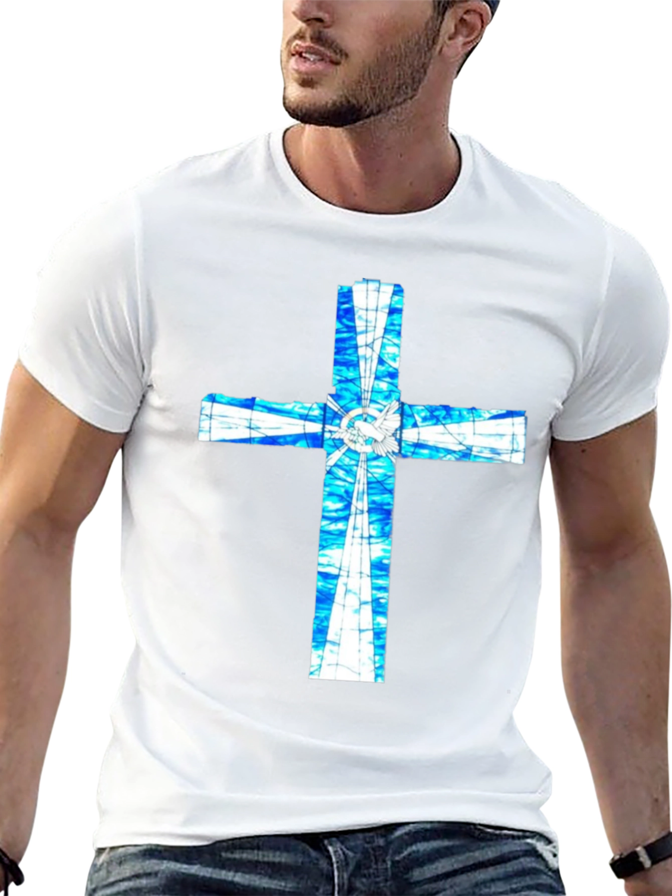 Stained Glass Cross Graphic T-Shirt