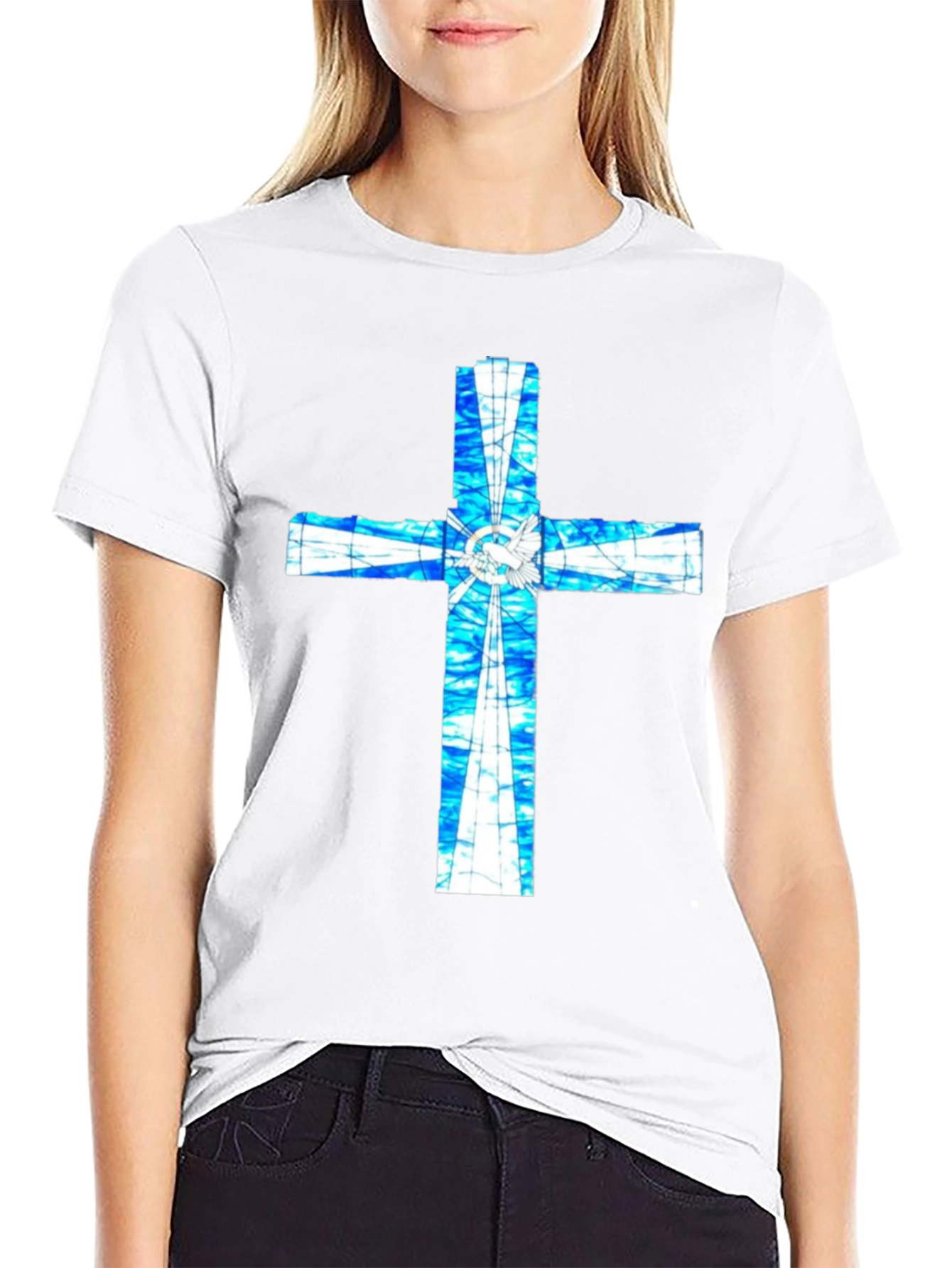 Stained Glass Cross Graphic T-Shirt
