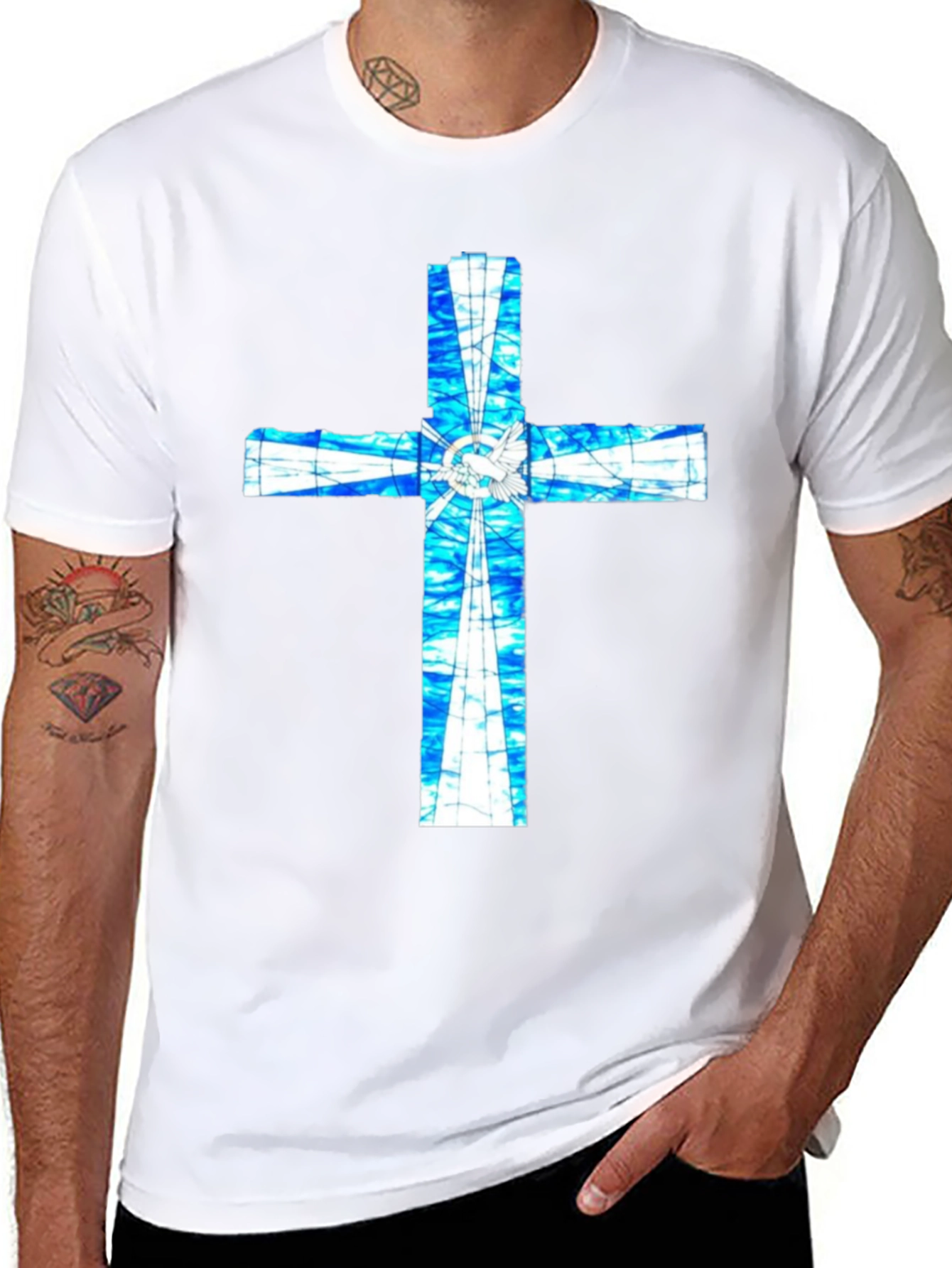 Stained Glass Cross Graphic T-Shirt