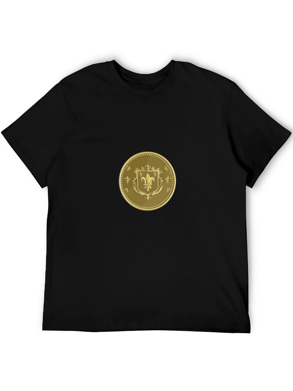 Black T-Shirt with Fleur-de-lis Coin Design